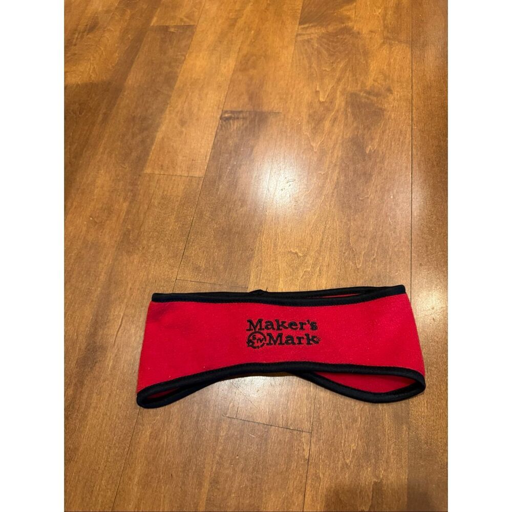 Maker’s Mark Bourbon Fleece Headband Ear Warmer Red Black Distillery Promo